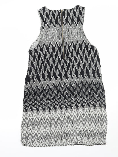 Back view of Izabel women’s black geometric basic tank, size UK 14