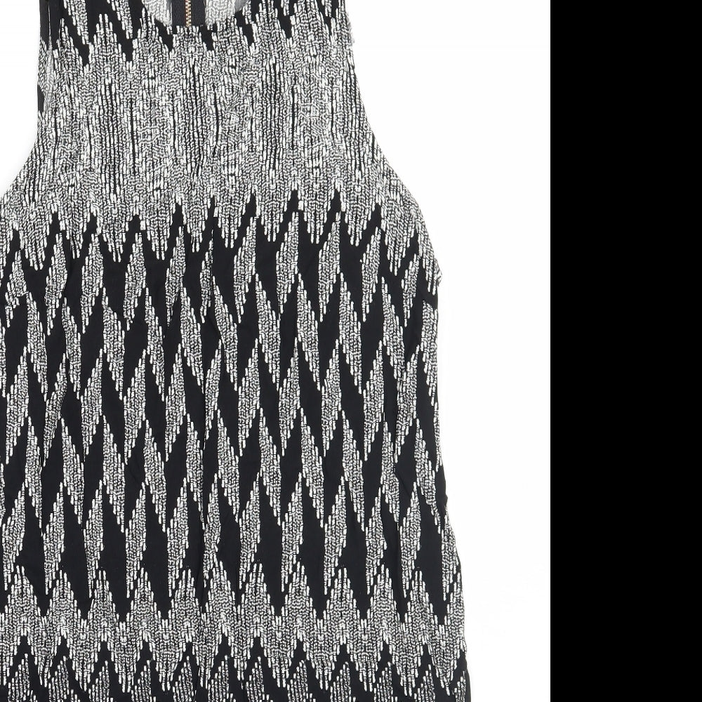Izabel Womens Black Geometric  Basic Tank Size 14