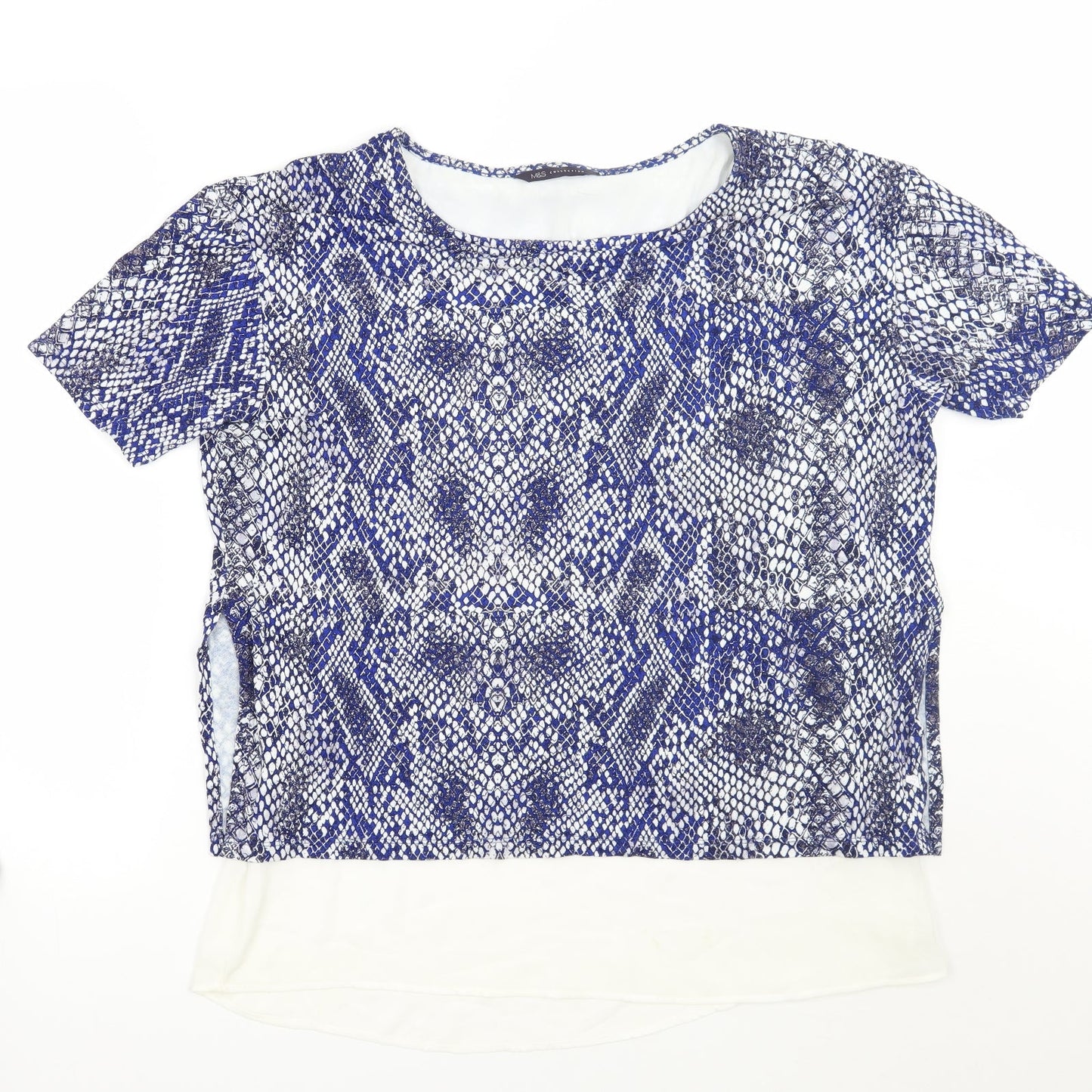 Marks and Spencer Womens Blue Animal Print  Basic T-Shirt Size 12