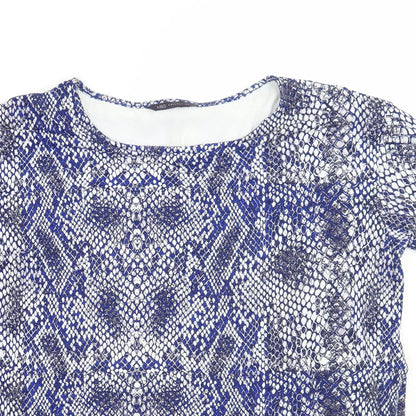 Marks & Spencer Womens Blue Animal Print  Basic T-Shirt Size 12