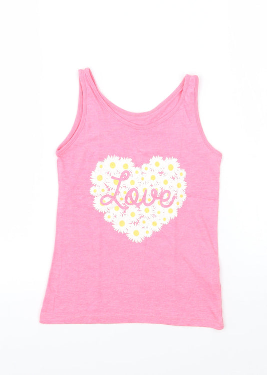Young Dimension Girls Pink Floral  Basic Tank Size 6-7 Years