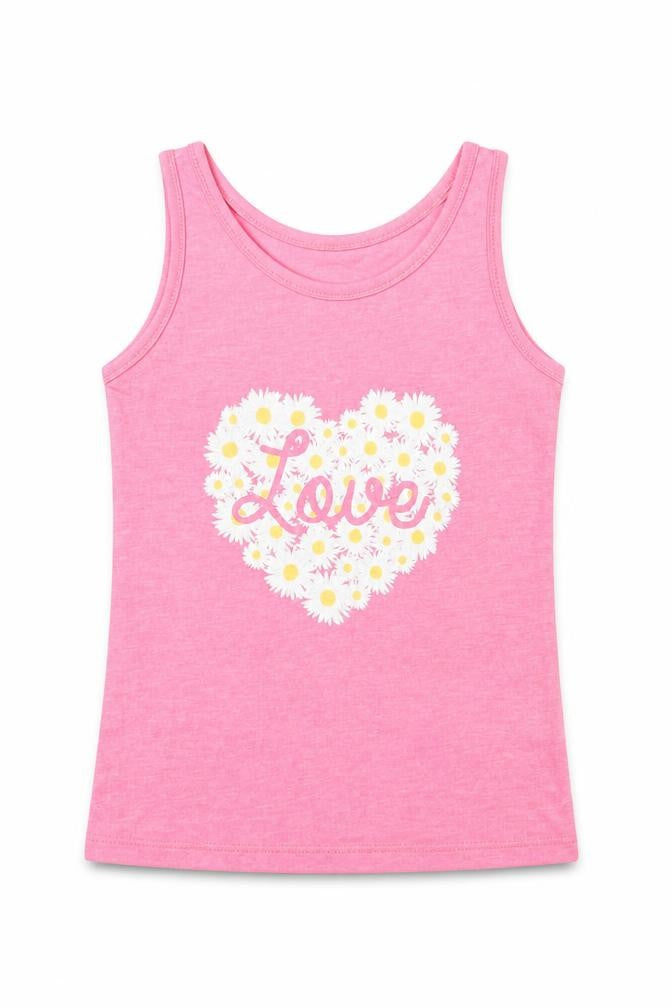 Young Dimension Girls Pink Floral  Basic Tank Size 6-7 Years