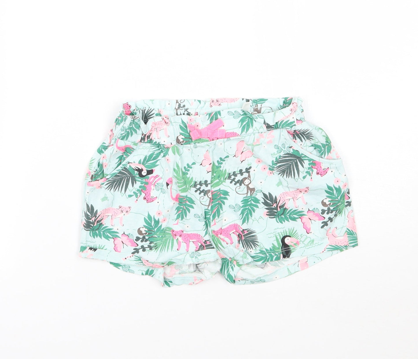 H&M Girls Green Floral  Bermuda Shorts Size 5-6 Years
