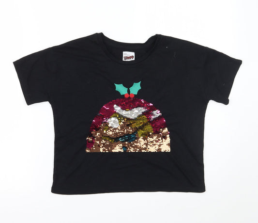 George Girls Black   Basic T-Shirt Size 12 Years