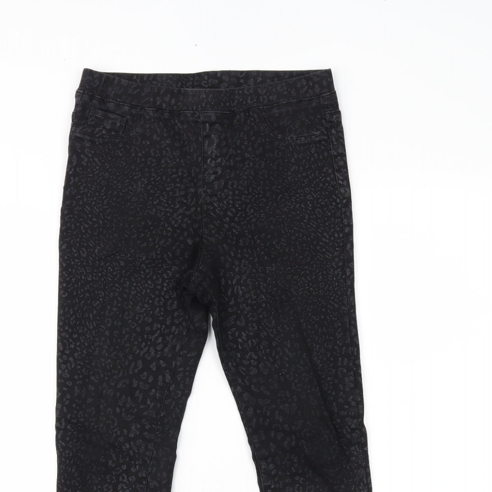 NEXT Girls Black Animal Print Denim Jegging Jeans Size 12 Years