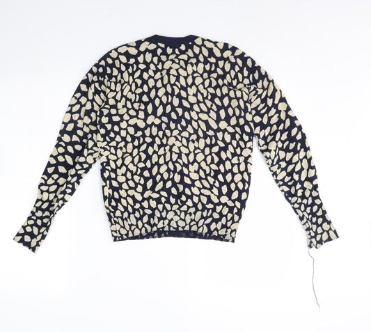 M&S Womens Blue Polka Dot  Cardigan Jumper Size 10