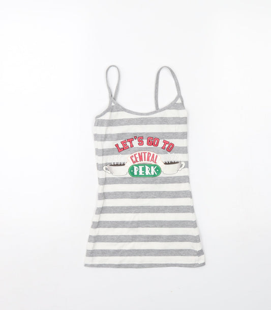 Friends Womens Grey Striped  Basic Tank Size XS  - FRIENDS. Loungewear