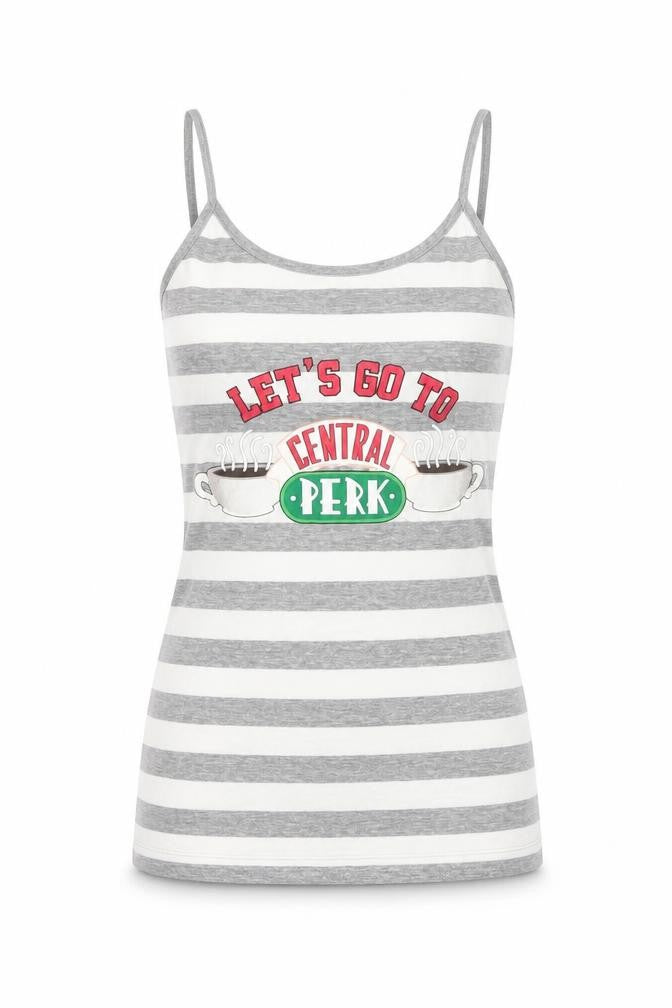 Friends Womens Grey Striped  Basic Tank Size XS  - FRIENDS. Loungewear