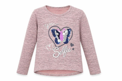 Front view of Grace girls’ pink basic t-shirt, size 8, years - butterfly