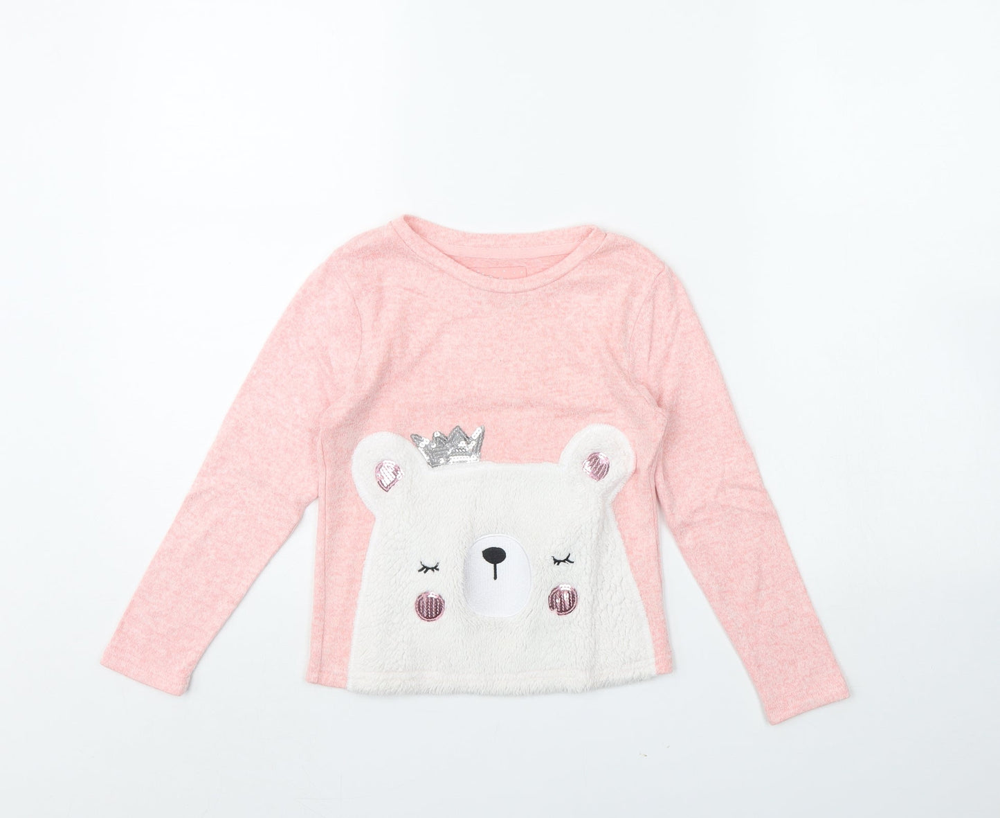 Primark Girls Pink   Pullover Jumper Size 7 Years  - Llama