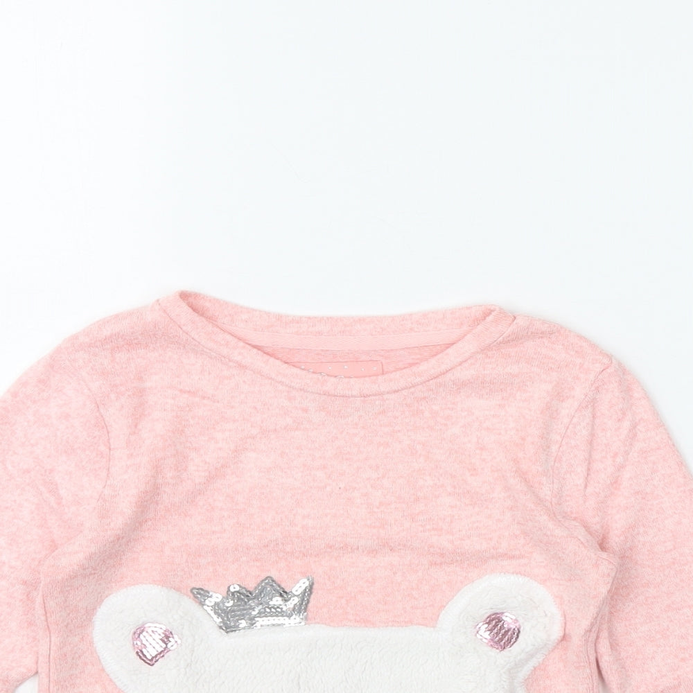Primark Girls Pink   Pullover Jumper Size 7 Years  - Llama