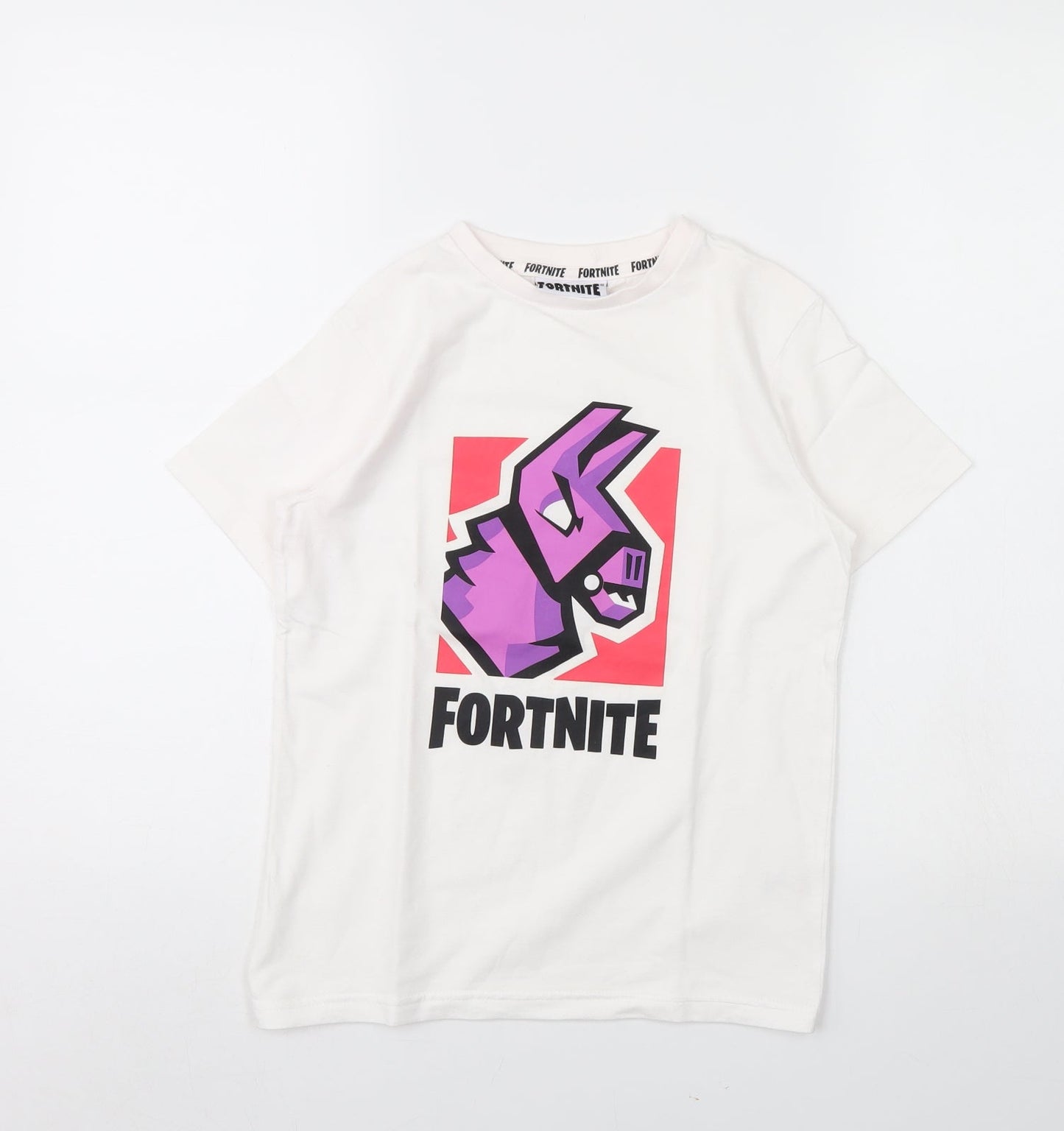 George Girls White   Basic T-Shirt Size 8 Years  - Fortnite
