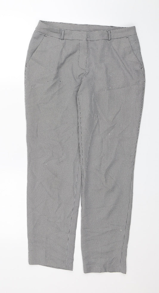 Dorothy Perkins Womens Black Check  Chino Trousers Size 8 L27 in