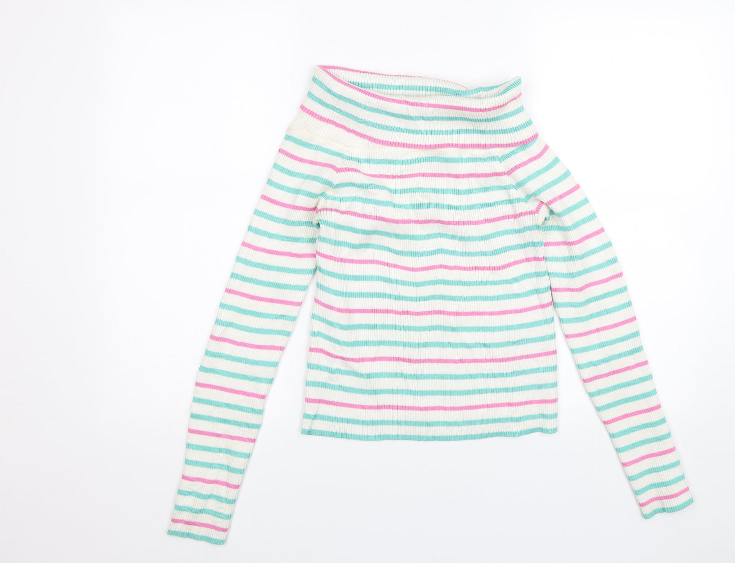 Nextgen Club Girls White Striped  Pullover Jumper Size L