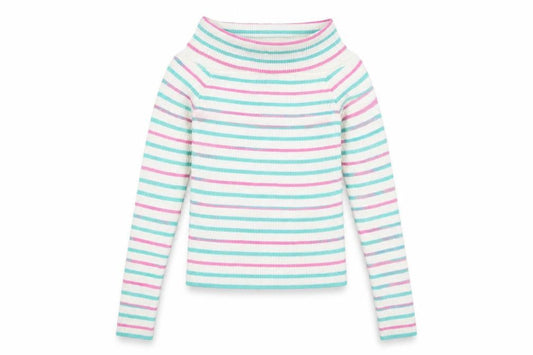 Next Club Girls White Striped  Pullover Jumper Size L