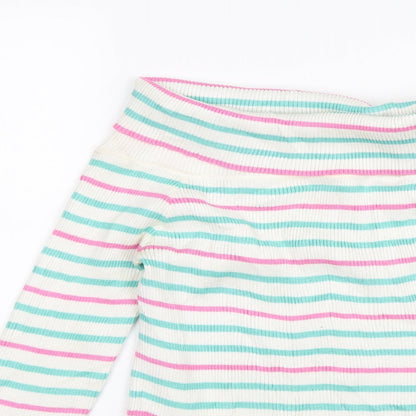 Next Club Girls White Striped  Pullover Jumper Size L