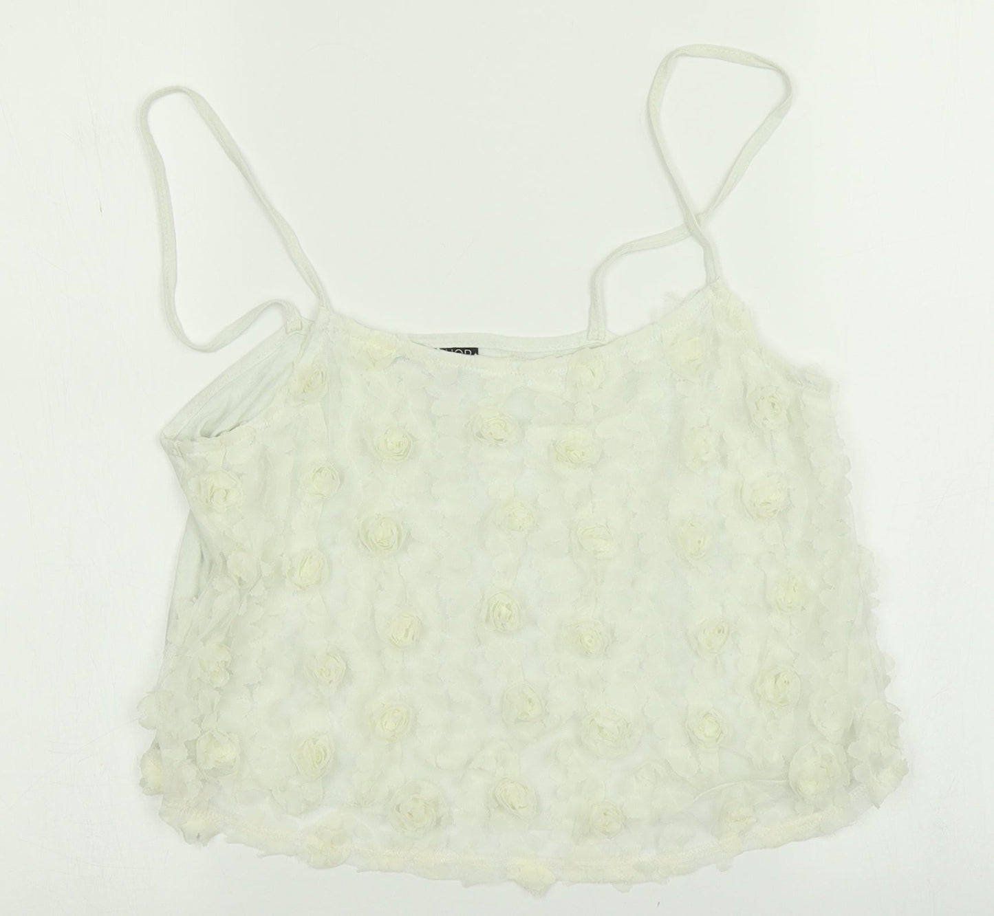 Topshop Womens White Floral  Cropped Tank Size 10