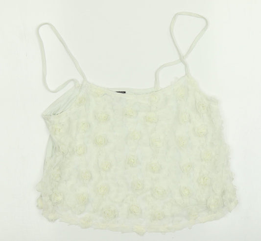 Topshop Womens White Floral  Cropped Tank Size 10