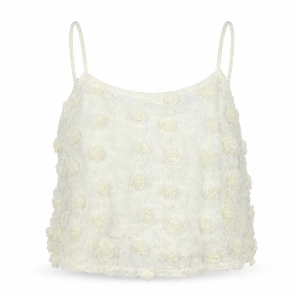 Topshop Womens White Floral  Cropped Tank Size 10
