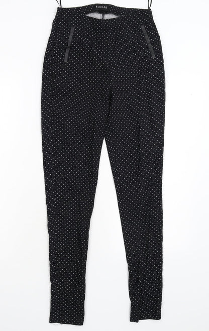 Peacocks Womens Black Polka Dot  Trousers  Size 10 L28 in