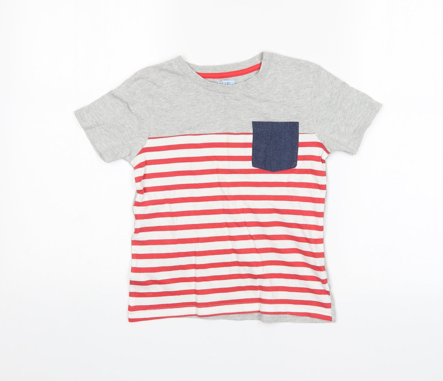 F&F Boys Grey Striped  Basic T-Shirt