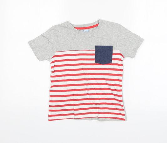 F&F Boys Grey Striped  Basic T-Shirt