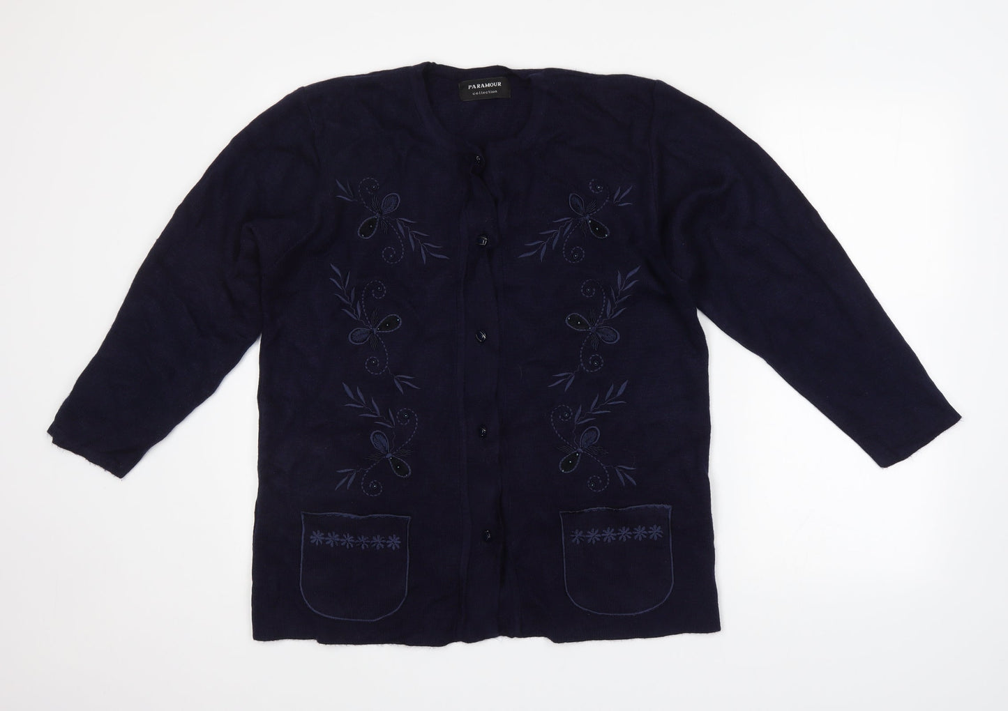 Preworn Womens Purple Floral  Cardigan Jumper Size L