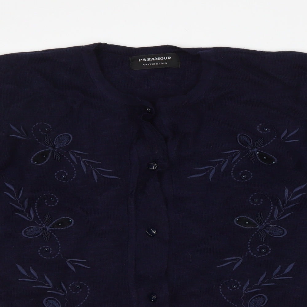 Preworn Womens Purple Floral  Cardigan Jumper Size L