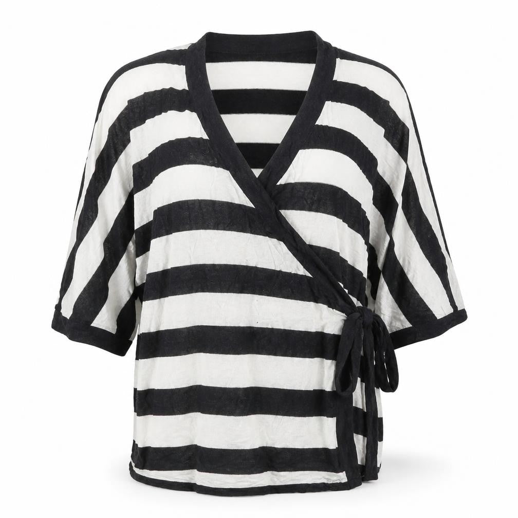 mamas & papas Womens Black Striped  Cardigan Jumper Size 16
