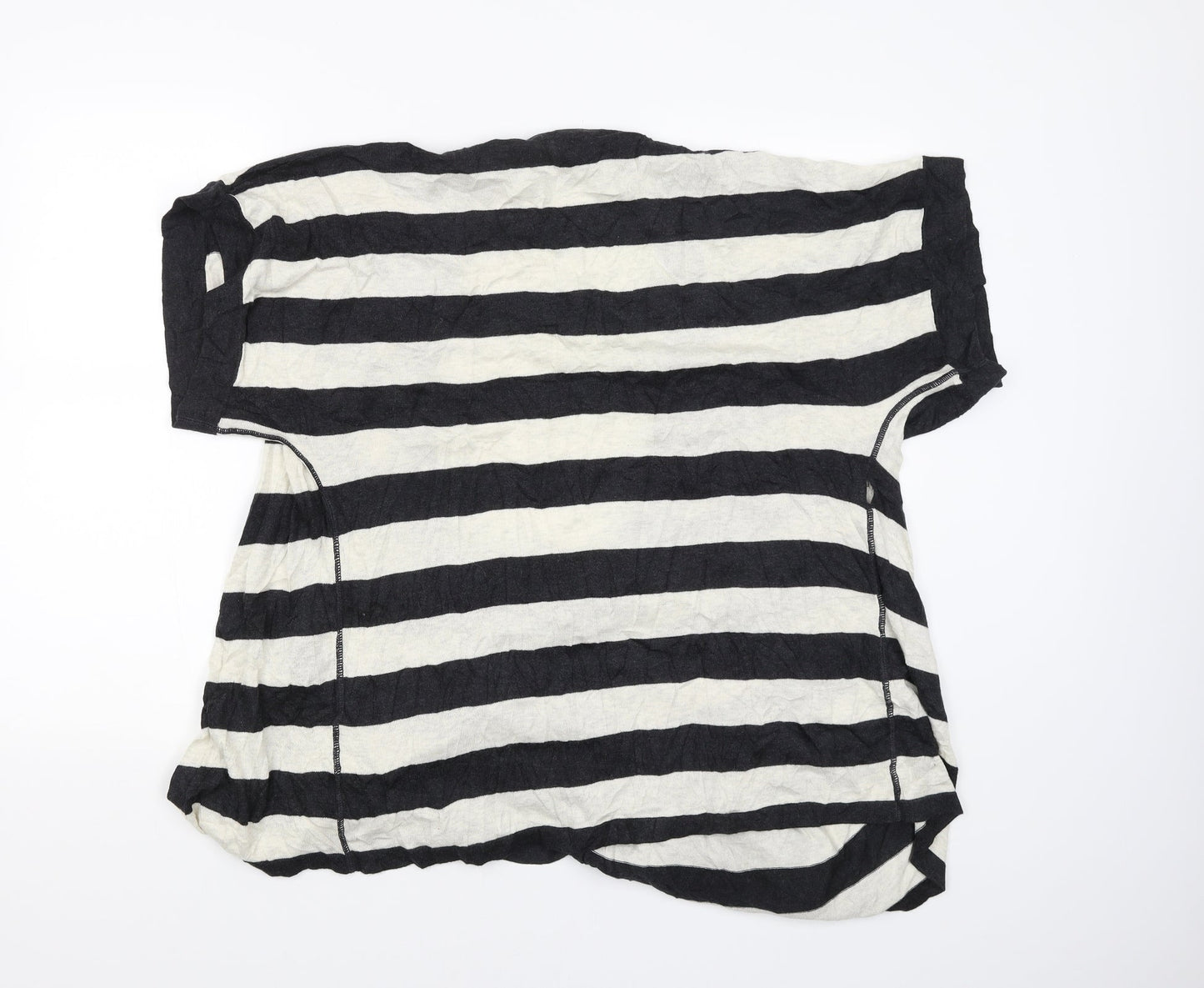 mamas & papas Womens Black Striped  Cardigan Jumper Size 16