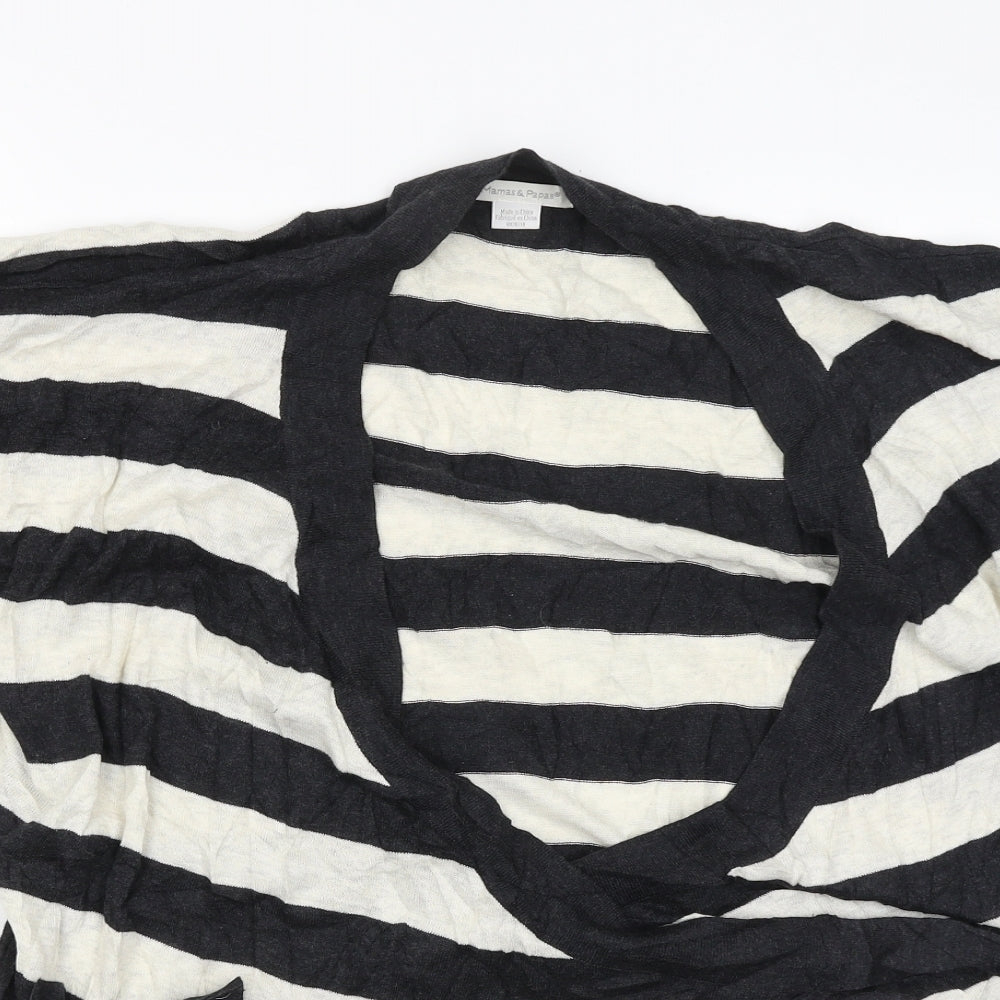 mamas & papas Womens Black Striped  Cardigan Jumper Size 16