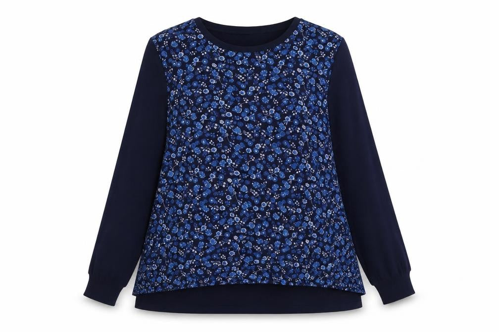 Monsoon Womens Blue Floral  Pullover Jumper Size 14