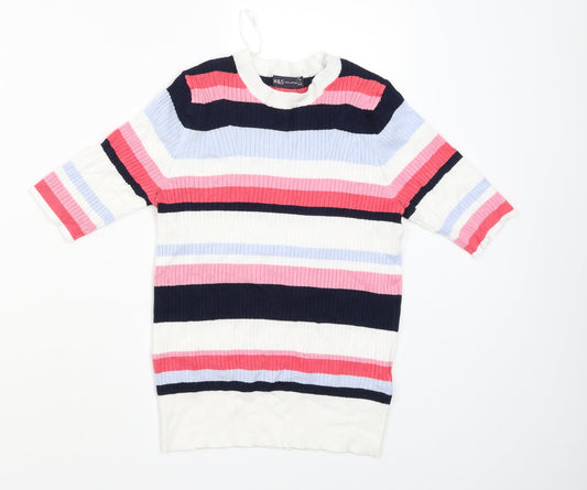 M&S Womens Multicoloured Striped  Pullover Jumper Size 12