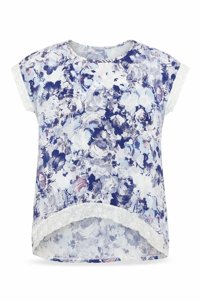 First Avenue Womens White Floral  Basic Blouse Size L