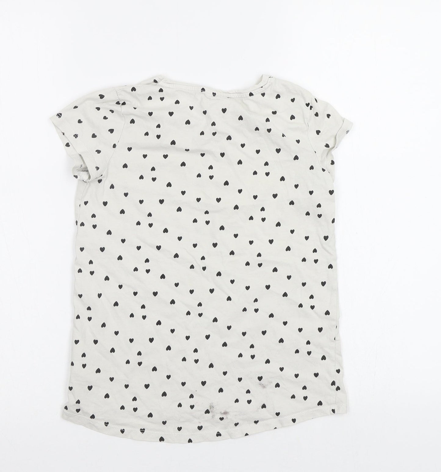 H&M Girls White Geometric  Basic T-Shirt Size 4-5 Years  - Hearts