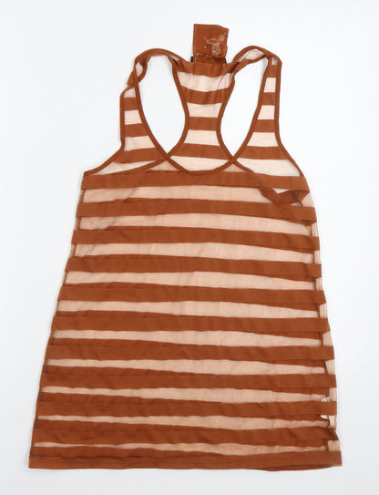 Preloved Primark Womens Brown Striped  Basic Tank Size 10 - Front