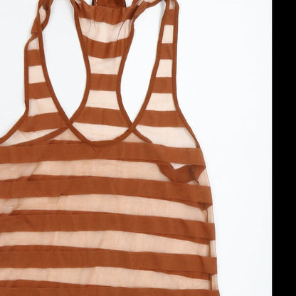Preloved Primark Womens Brown Striped  Basic Tank Size 10 - Detail