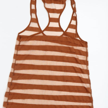 Preloved Primark Womens Brown Striped  Basic Tank Size 10 - Label