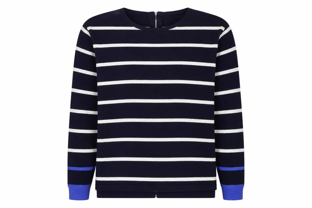 89th & Madison Womens Blue Striped  Pullover Jumper Size M