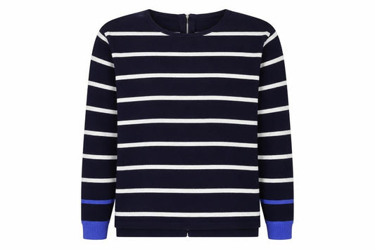 89th & Madison Womens Blue Striped  Pullover Jumper Size M