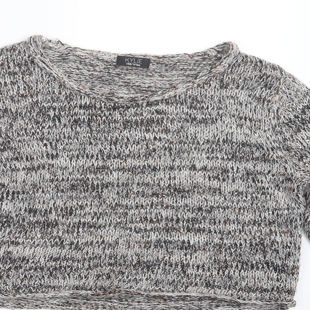 Kylie Girls Black  Knit Pullover Jumper Size 13 Years