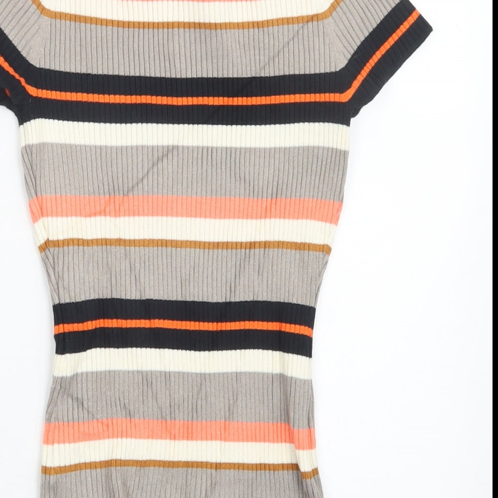 H&M Womens Beige Striped  Pullover Jumper Size S