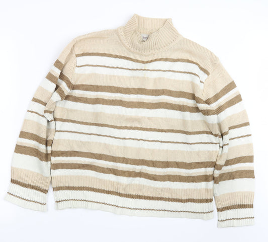 Bonmarché Womens Beige Striped Knit Pullover Jumper Size L