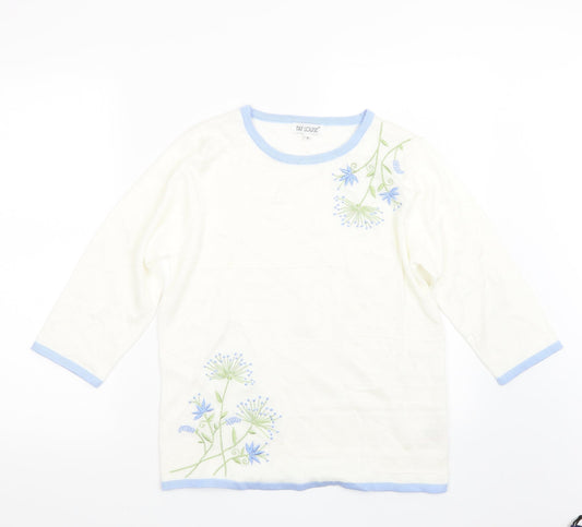 Fay Louise Womens White  Knit Pullover Jumper Size S