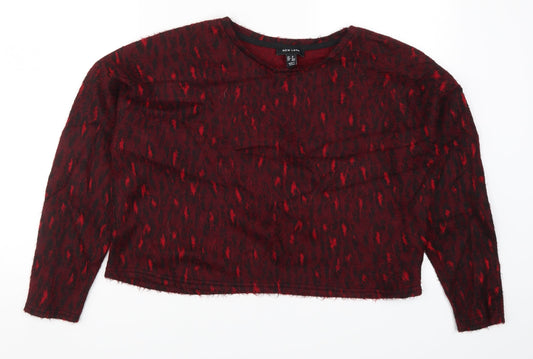 New Look Womens Red Animal Print Knit Pullover Jumper Size M