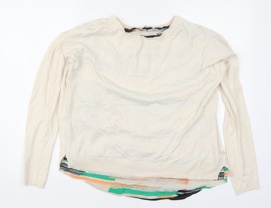 Papaya Womens Beige Geometric Knit Pullover Jumper Size 14  - Multicoloured Under Shirt