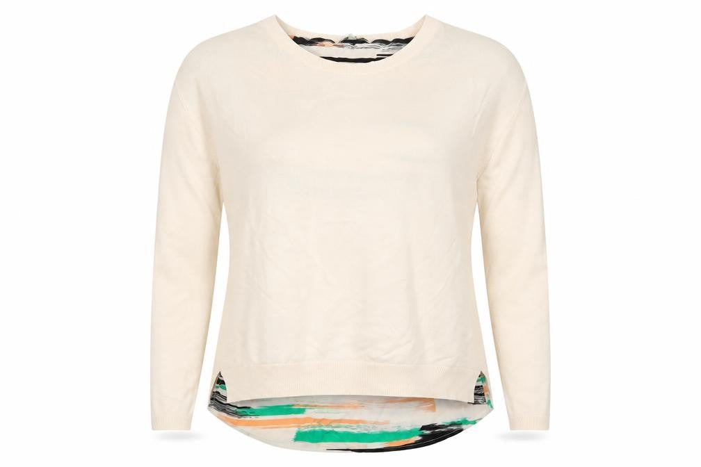 Papaya Womens Beige Geometric Knit Pullover Jumper Size 14  - Multicoloured Under Shirt