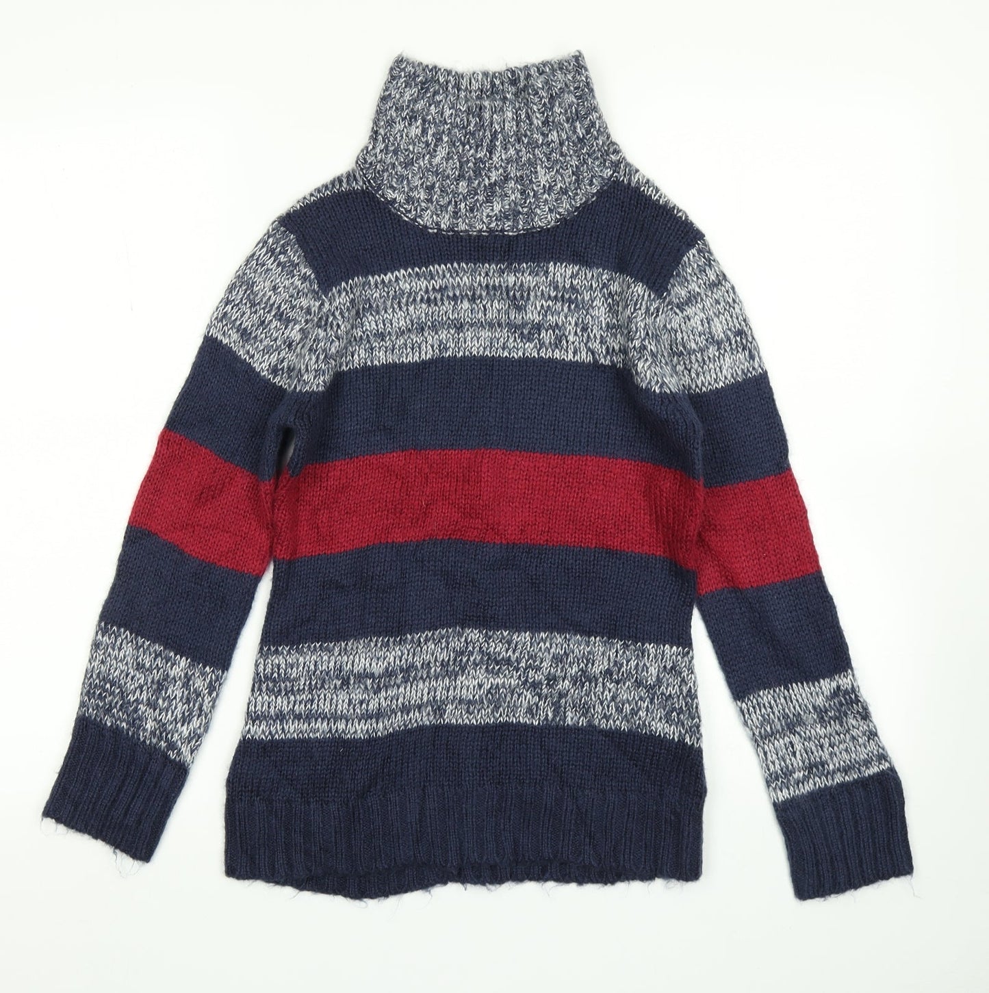 FLAM Womens Blue Striped Knit Pullover Jumper Size S