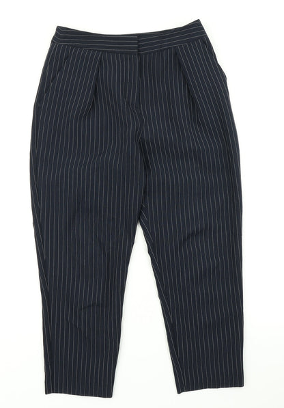 Topshop Womens Blue Striped  Dress Pants Trousers Size 8 L20 in