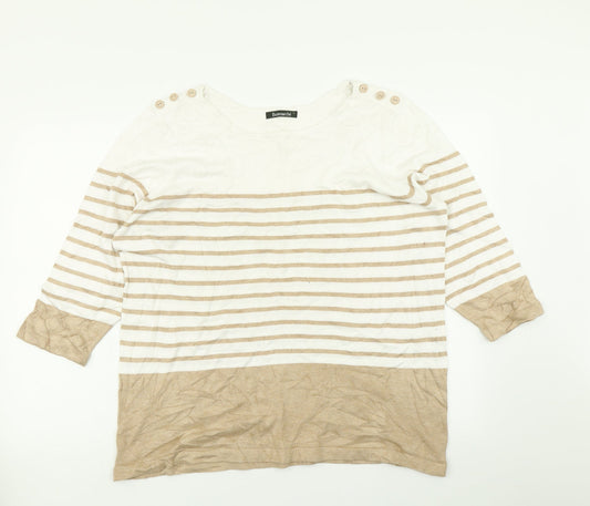 Bonmarché Womens Brown Striped Knit Pullover Jumper Size L